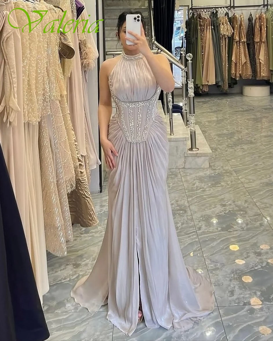 

Customized Straight Halter Sleeveless Elegant Temperament Evening Dress Delicate Bespoke Occasion Gowns Fashion Prom Dress