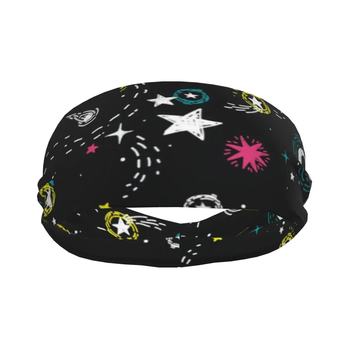 Sports Headband Stars Rockets Comets And Planets Running Fitness Sweatband Absorbent Cycling Jog Hair Bandage