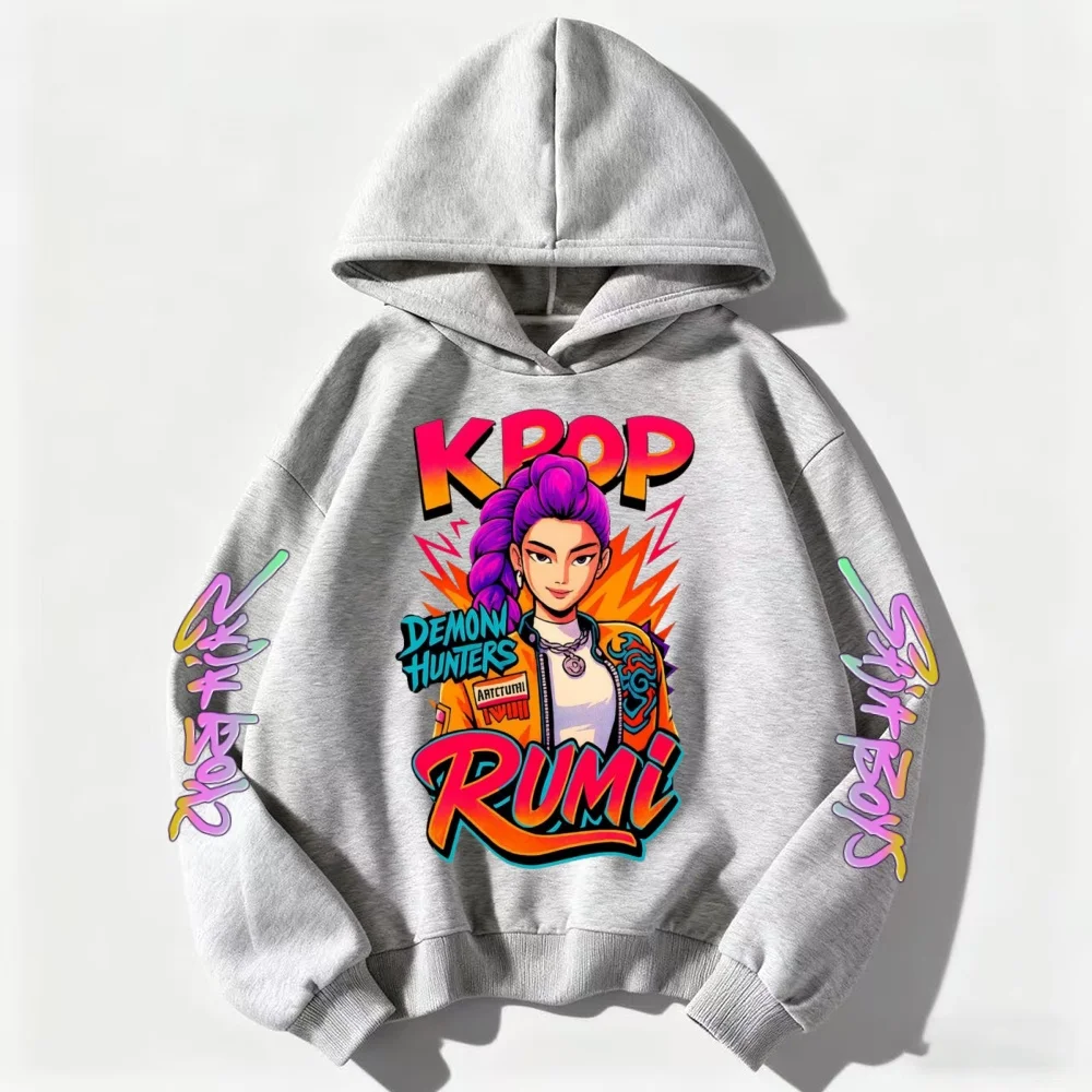 عشاق الفيلم هدية هوديي الفتيات الاطفال Huntrix Kpop شيطان الصيادين الأطفال البلوز لطيف النمر Harajuku هودي للبنين بنات #5