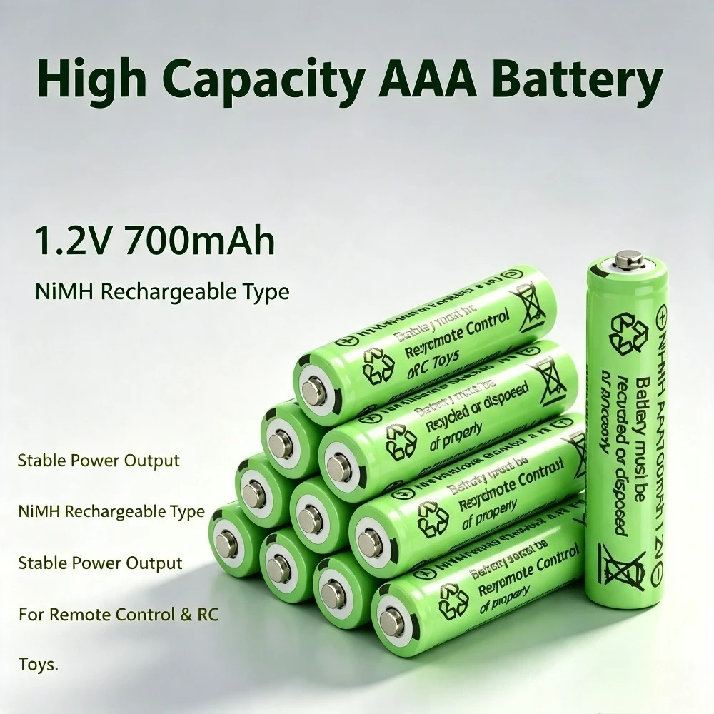 High-Quality AAA 1.2V 700mAh NiMH Rechargeable Batteries for Electric Remote Control Car Toys RC Use Calculators Remote Controls