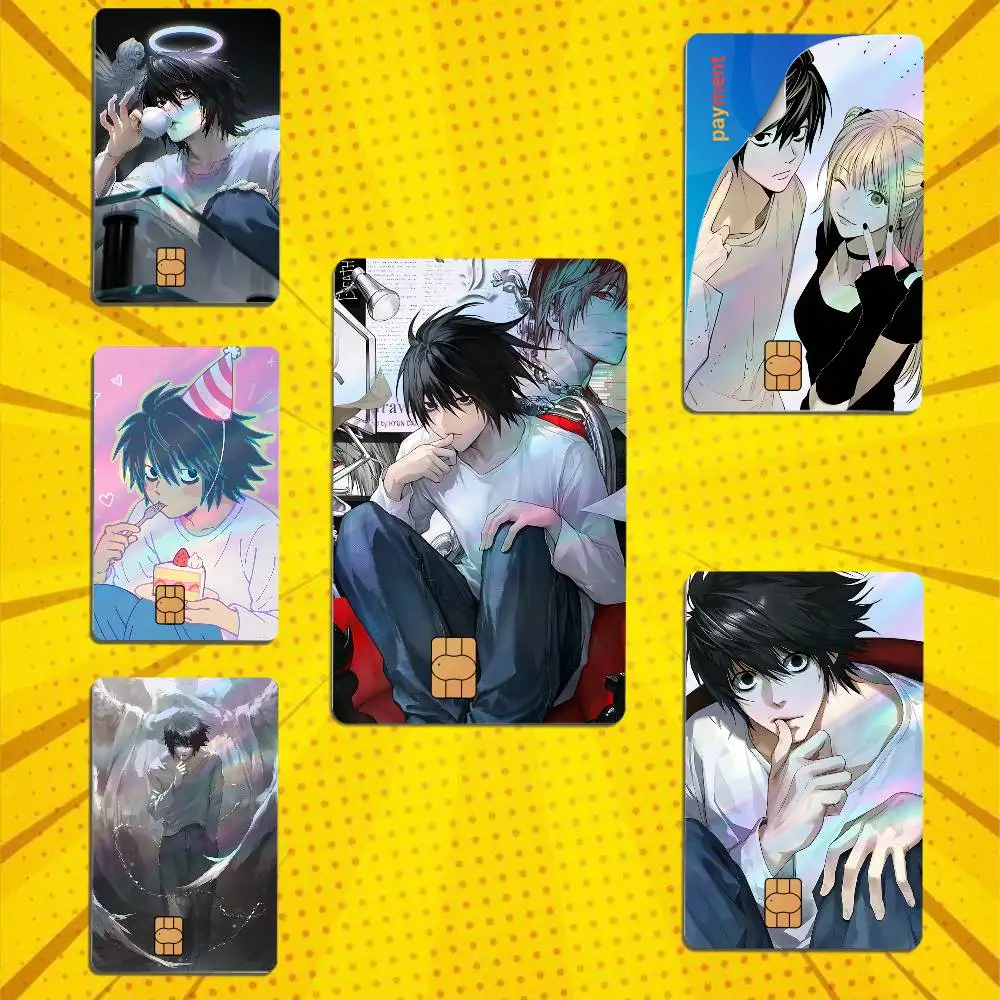 High IQ L detective Death Note Card Skin Stickers For Bank Card Bus Metro Card Sticker Holographic Laser Credit Debit Stickers