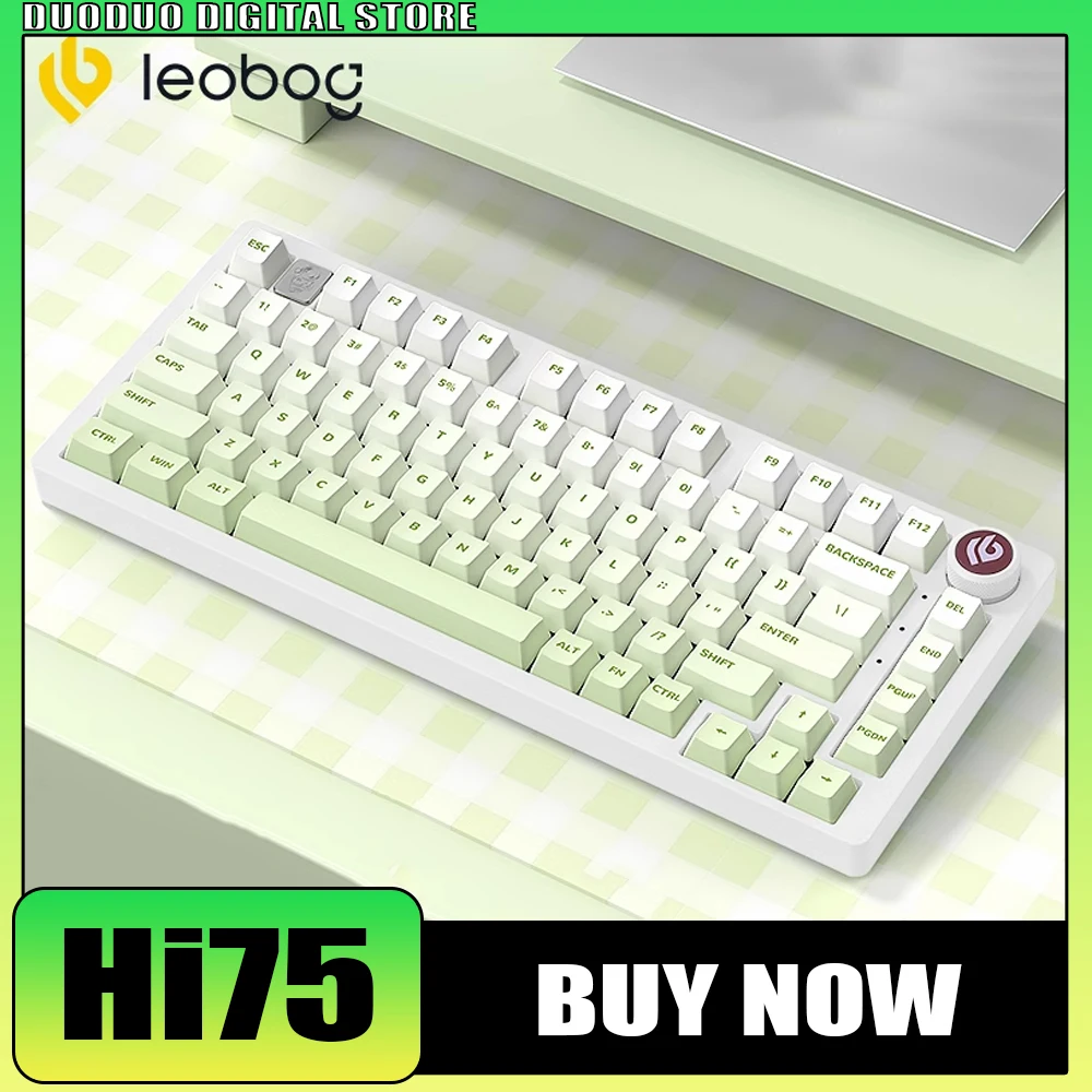 LEOBOG Hi75 Mechanical Keyboard Aluminum Alloy Multifunctional Knob Wired Keyboard 81 Keys RGB Gasket PC Gamer Accessories Gifts