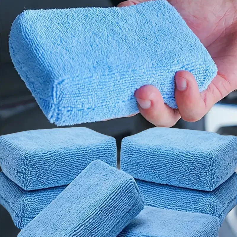 1/10pcs Microfibre Car Wax Applicator Pads Soft Auto Detailing Wax Sponge Rectangle Foam Car Paint Polishing Pad Auto Cleaning