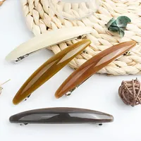 Multi-color Girls Practical Ponytail Hair Clip UV Headdress Spring Hair Clip One Word Steel Hair Clip Simple Glossy  Accessories