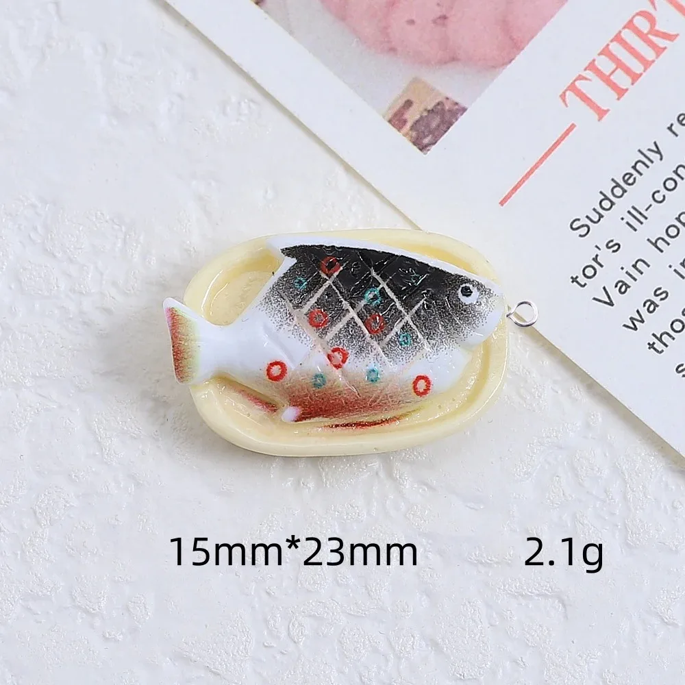 10 قطعة جميل الراتنج لحوم البقر شريحة لحم الدجاج المشوي دلايات لصنع المجوهرات النتائج الأسماك الروبيان الذيل المعلقات Charm بها بنفسك أقراط #6