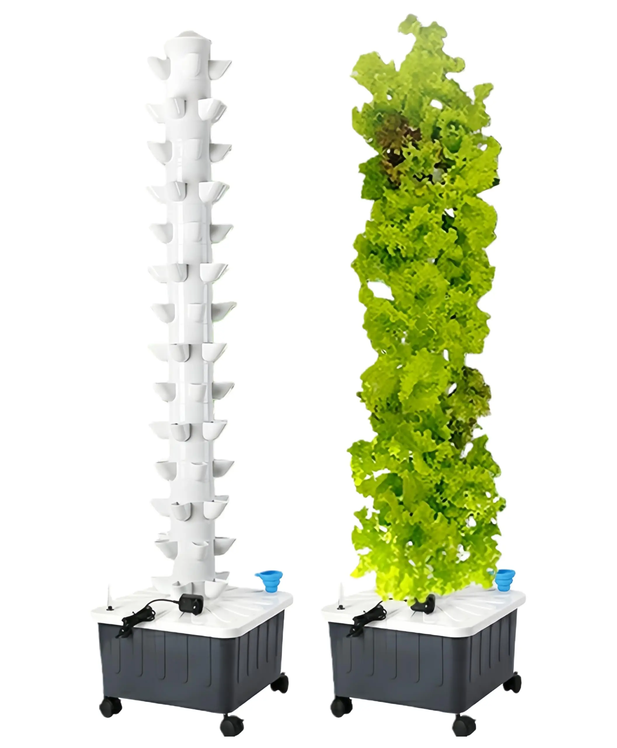 Vertical Hydroponics Growing System,Aeroponic Grow Tower for Herbs, Fruits and Vegetables 14 Layer 70 Plants Sites with Movable Water Tank Hydrating Pump, Timer, Adapter