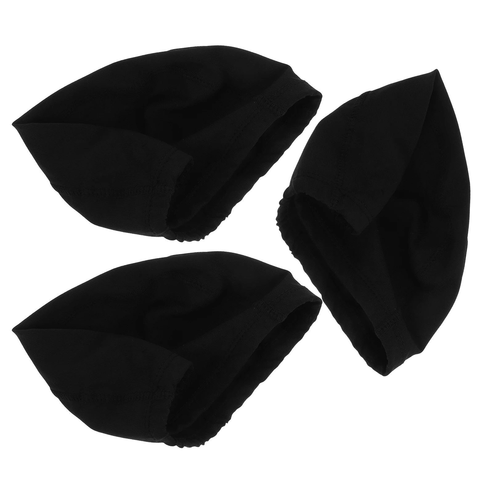 

3pcs Quick Dry Swim Caps High Elasticity Black Diving Caps for Men Women Bathing Swimming Unisex Long Hair Adult