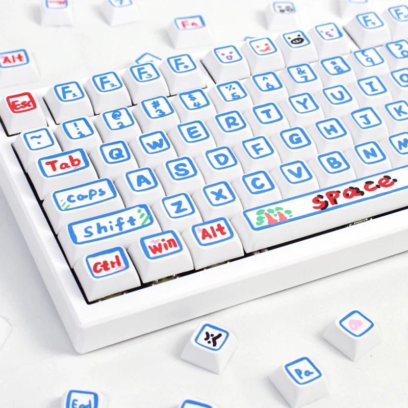 Keycap XDA Profile Graffiti Theme Keycap PBT Dye Sublimation Customized DIY Keycaps for Gaming Mechanical Keyboard MX Switches
