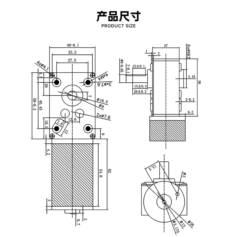 Moteur planétaire réducteur cc 5840-36ZY, 12v 24v, turbo, engrenage à vis sans fin, grand couple, mise hors tension, autobloquant