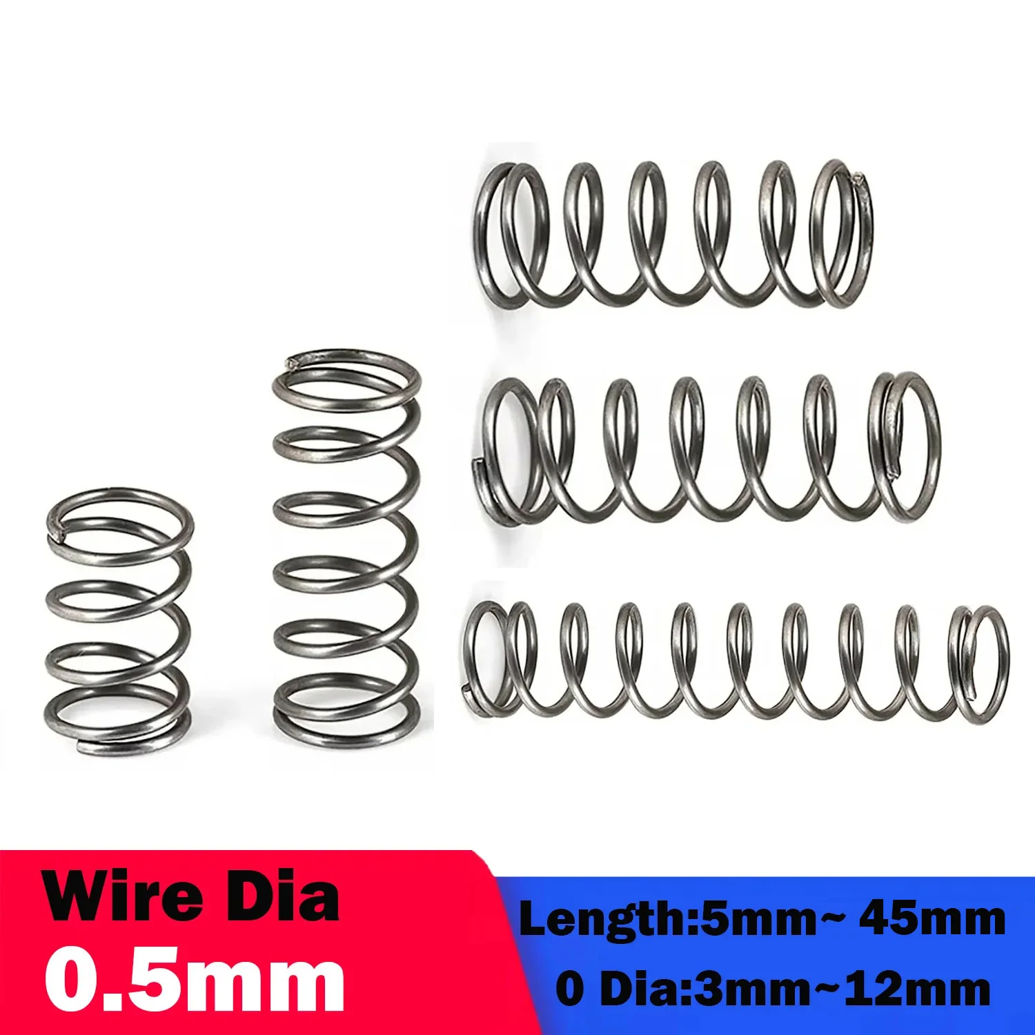 10pcs/Lot Wire Dia 0.5mm Compression Spring Steel OD 3mm To 12mm Length 5mm 10mm 15mm 20mm 25mm ~45mm Small Pressure Springs