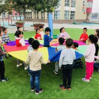 Rainbow Umbrella with Hole Hamster Pads Parachute Toys Parent Child Activities Games Props Team Building Outdoor Sports