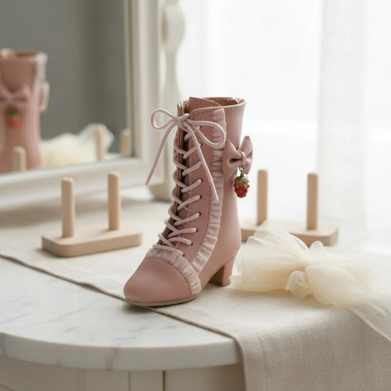 BJD Doll Boots Cute Doll Bow Boots Miniature Footwear Pastel Design Mini Size