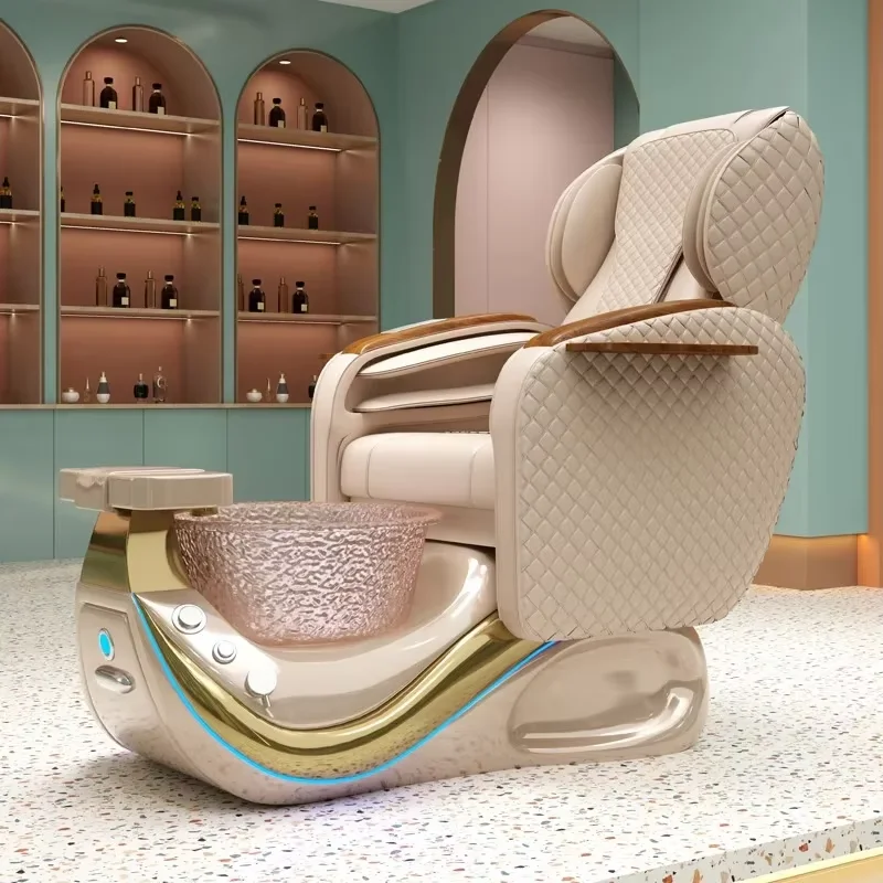 

Hot Sale Modern Nail Salon Equipment Gold White Luxury Manicure Pedicure Spa Chair With Massage Electric