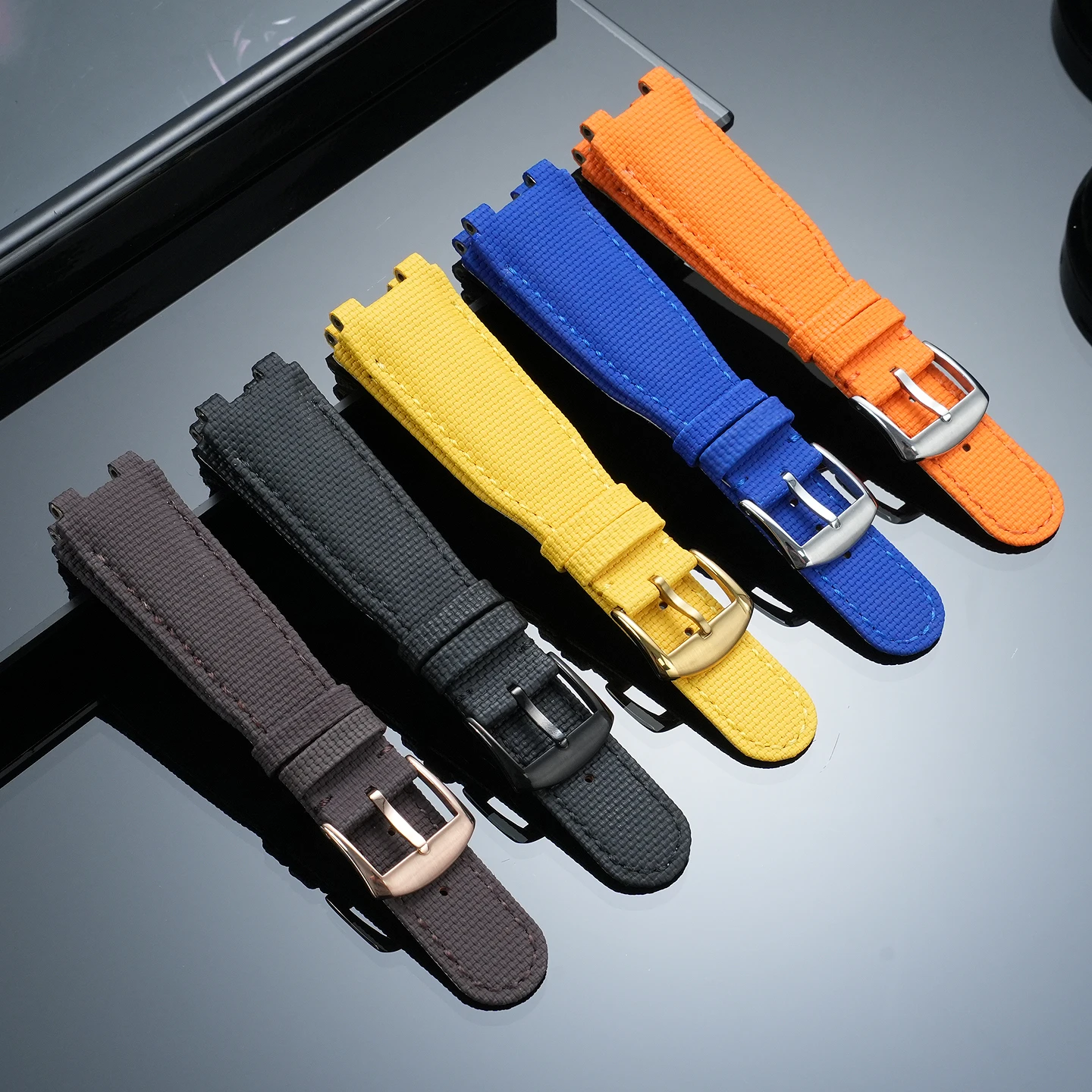 Woven Pattern Design FMK Premium Fluorocarbon Rubber Strap – Perfect Replacement for Breguet Marine 5517 and 5527 Men's Watches