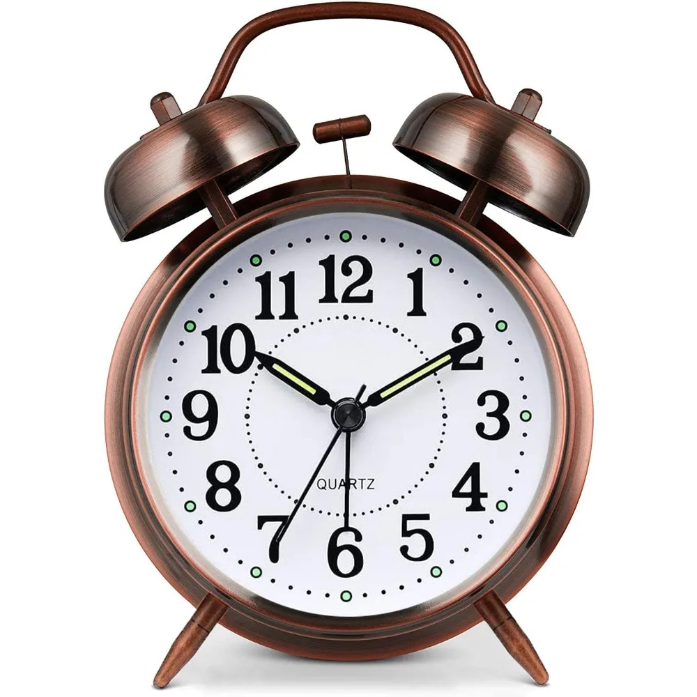 

Loud alarm clock suitable for adults sleeping in, metal 4-inch dual clock battery alarm clock suitable for bedroom decoration