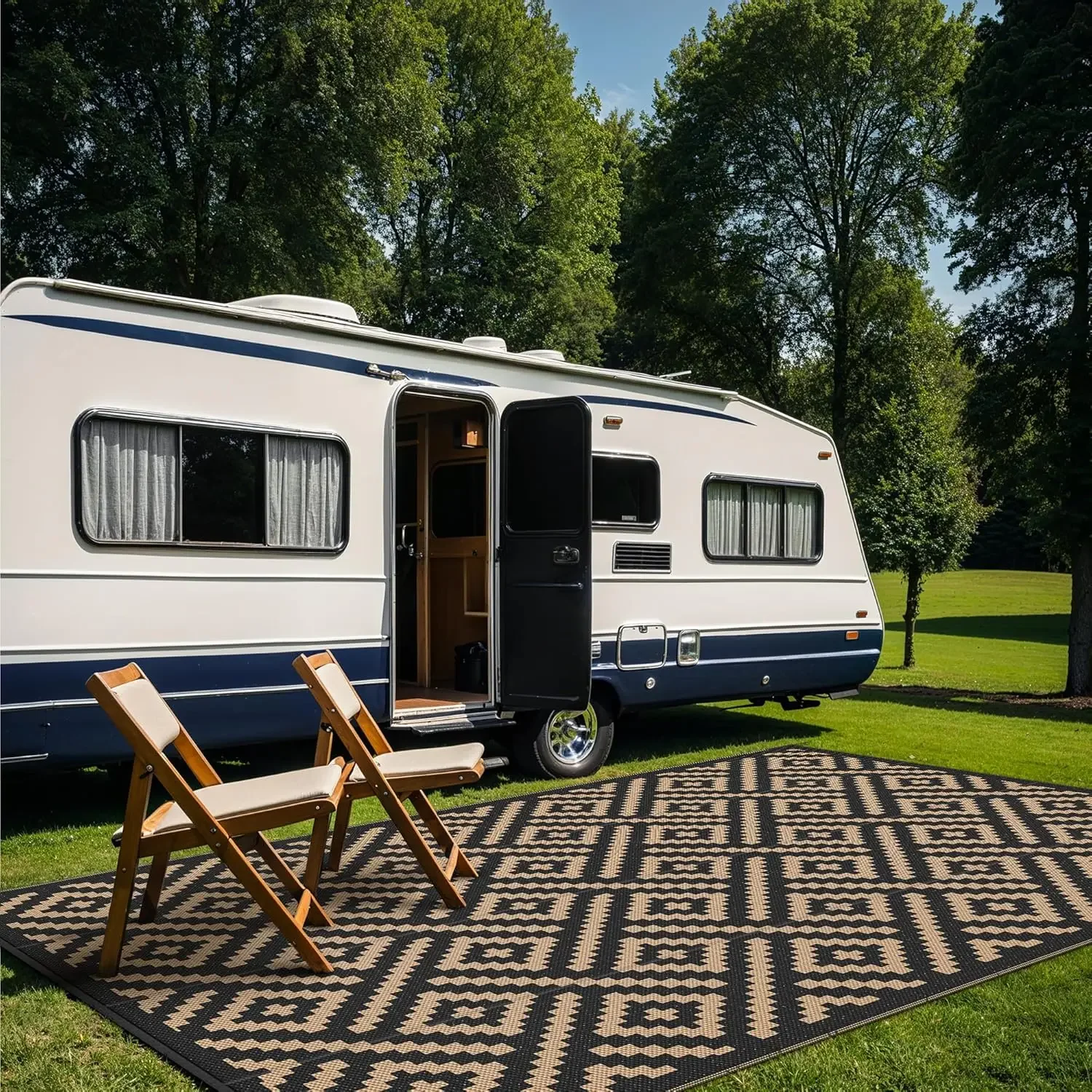 Alfombra exterior para liquidación de patio, estera de camping impermeable de 9'x18', alfombras de paja reversibles