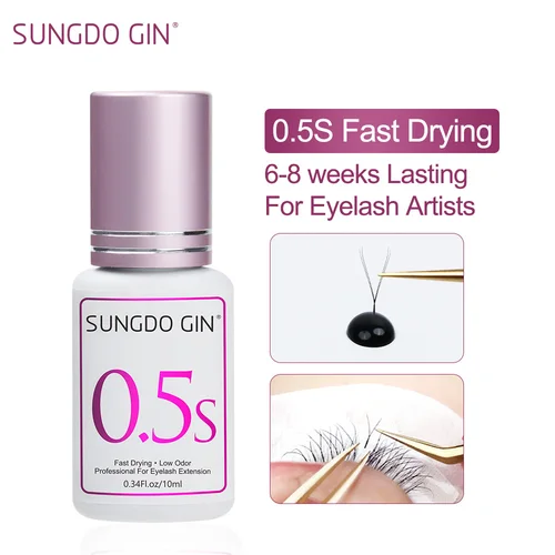 Pegamento para pestañas profesional, 10ml, 0,5 segundos, secado rápido, larga duración, pegamento para extensiones de pestañas poco irritante