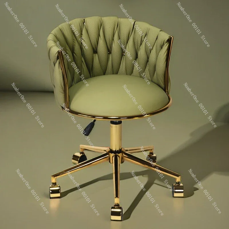 

Backrest Vanity Chair Home Fabric Makeup Chairs Stainsteel Steel Computer Chair with Wheels High-density Rebound Sponge Seat