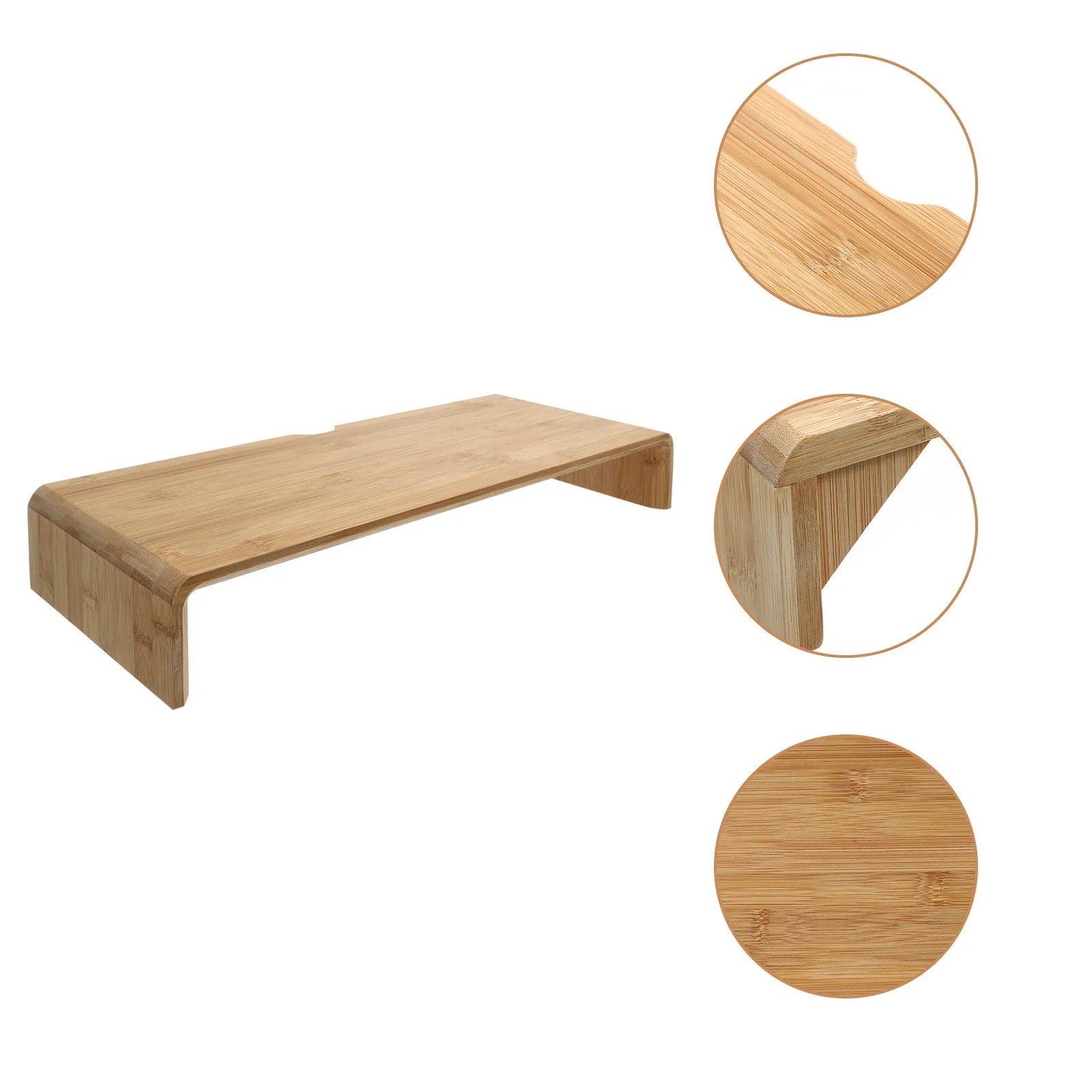 Premium Bamboo Desktop Monitor Stand Computer Screen Riser for Ergonomic Posture Support Home Office School Desk Organizer