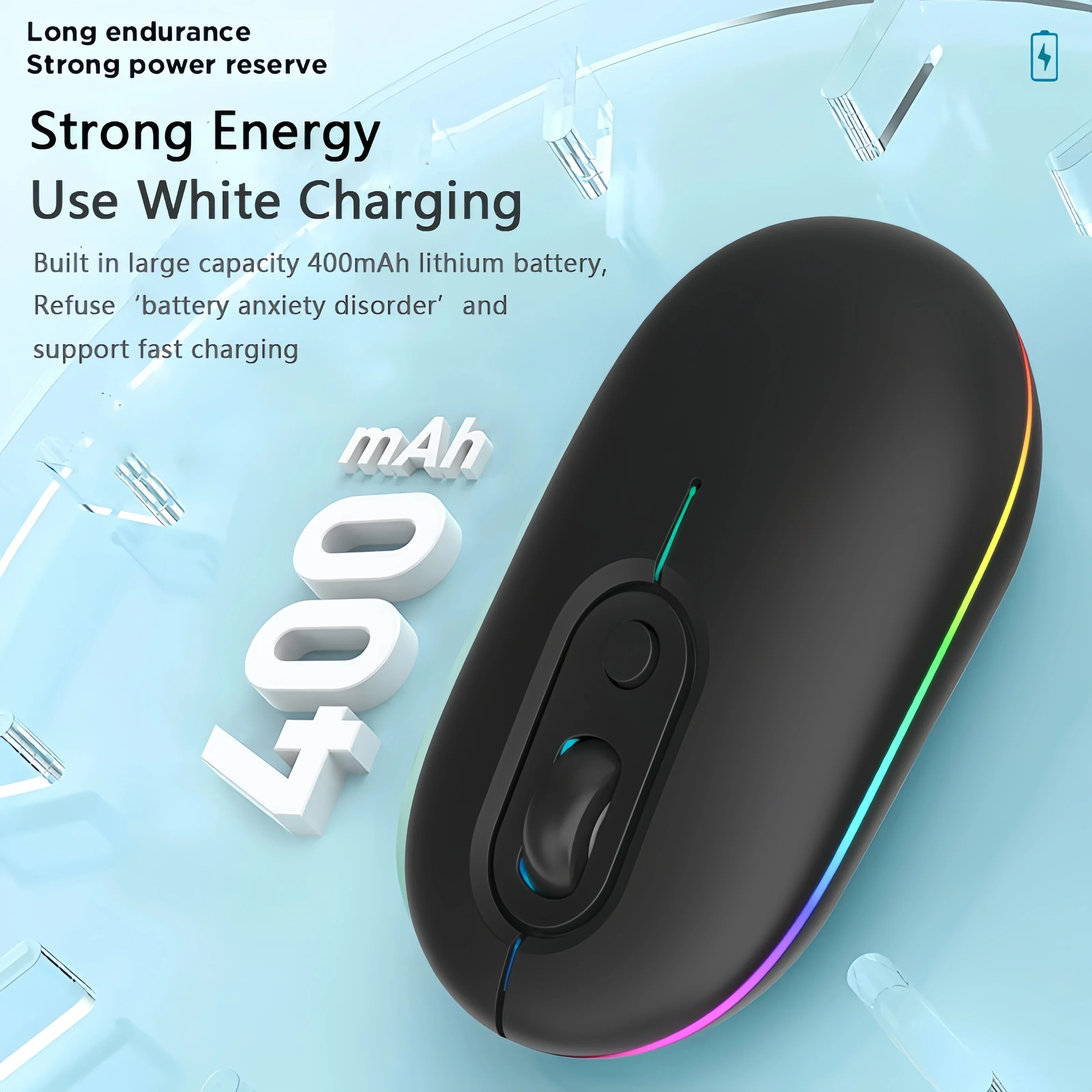 RGB Bluetooth 5.2 Mouse Dual-Mode 2.4G Wireless Mouse 400mAh Rechargeable Mouse Silent Mouse Gaming Mouse Mice for Laptop Tablet