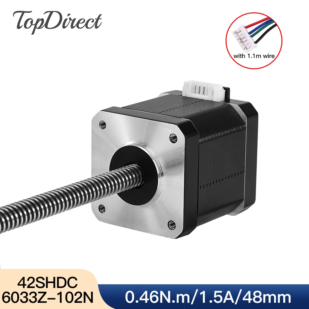 TopDirect Stepper Motor 0.46N.m 1.5A Screw motor Screw Length 100mm 2 Phase 48mm Stepper Motor for 3D Printer CNC Engraving