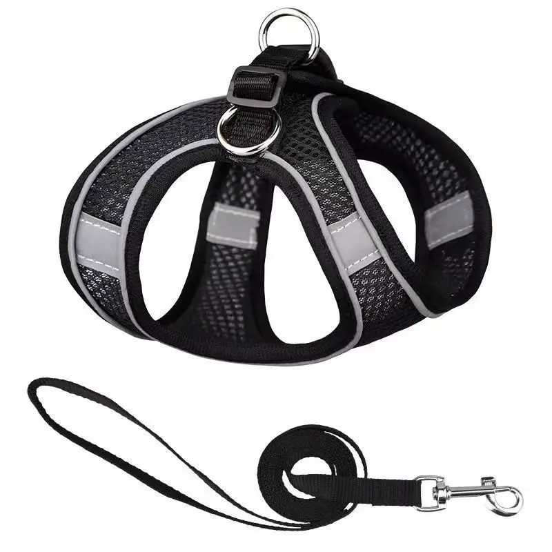 Comfortable Breathable Backpack-Style Dog Chest Harness with Reflective Strips Explosion-Proof Leash Attached for Dogs