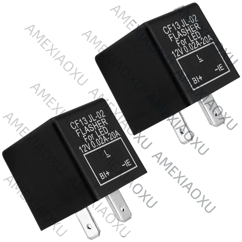 AMEXIAOXU  2PC 12V 3Pin Car Flasher Relay CF13 JL-02 Fix LED Light Turn Signal Indicator Hyper Flash