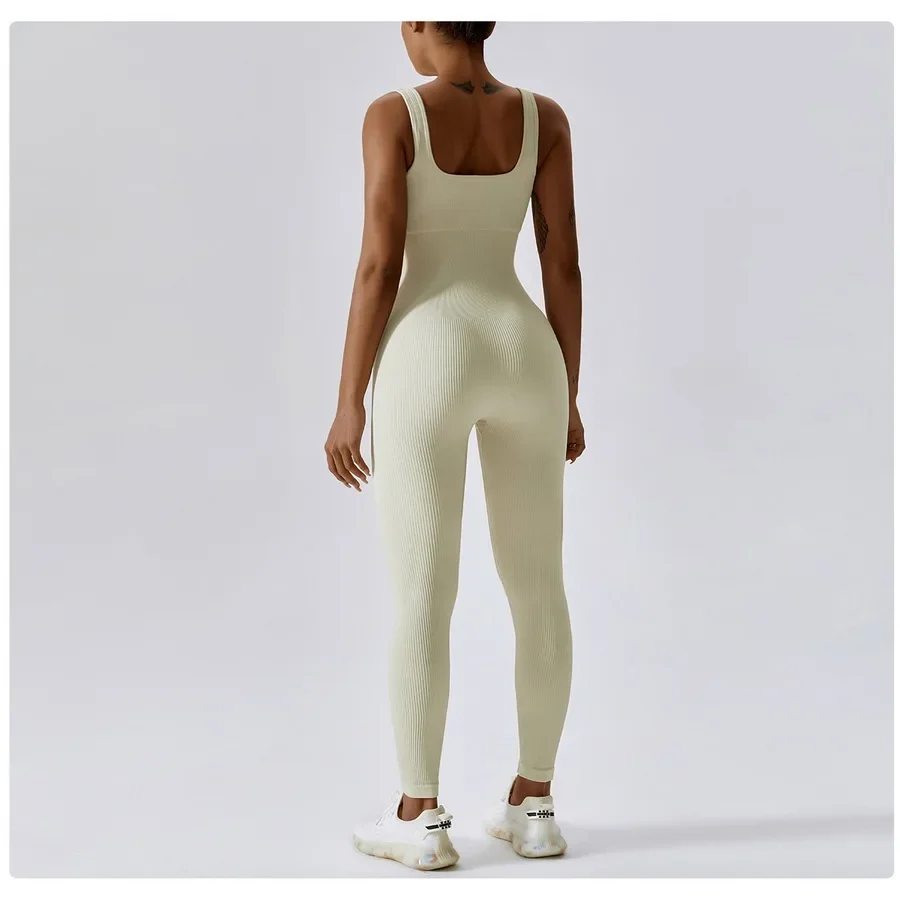 Plus Size One Piece Sports Yoga Pants with Chest Pads High Elastic Seamless Peach Hip Training Pants Jumpsuit Women Fitness 2XL