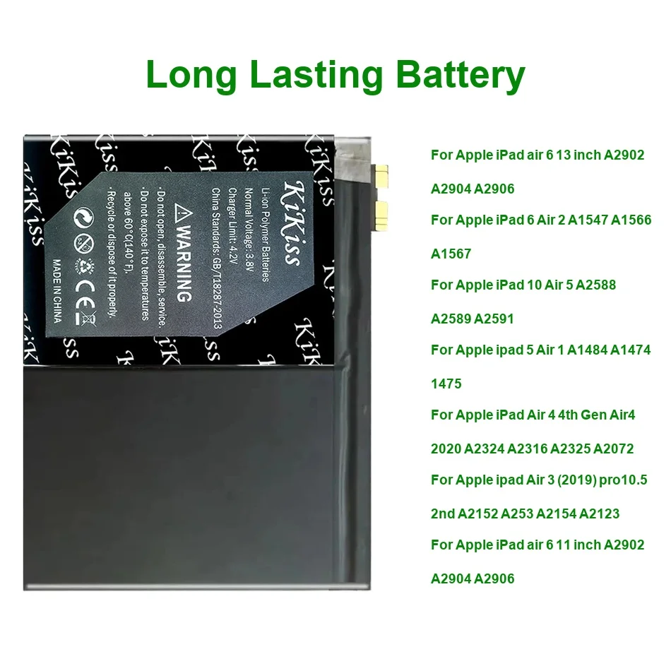 

6400-11000mAh For Apple iPad 1 5 10 Air 1 2 3 4 4TH 5 6 11 13 2020 Pro 2019 2ND PAD5 pro10.9 AIR4 PAD6 Tablet Battery