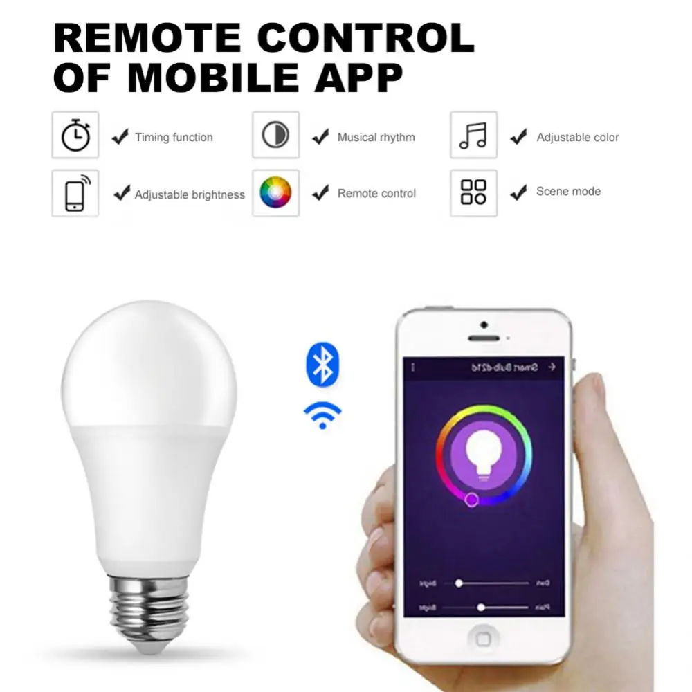 Imagem -02 - Matter-lâmpada Led Inteligente E27 Wifi Rgb cw 9w 800lm Wifi Homekit Siri Google Home Alexa Decoração de Casa A19