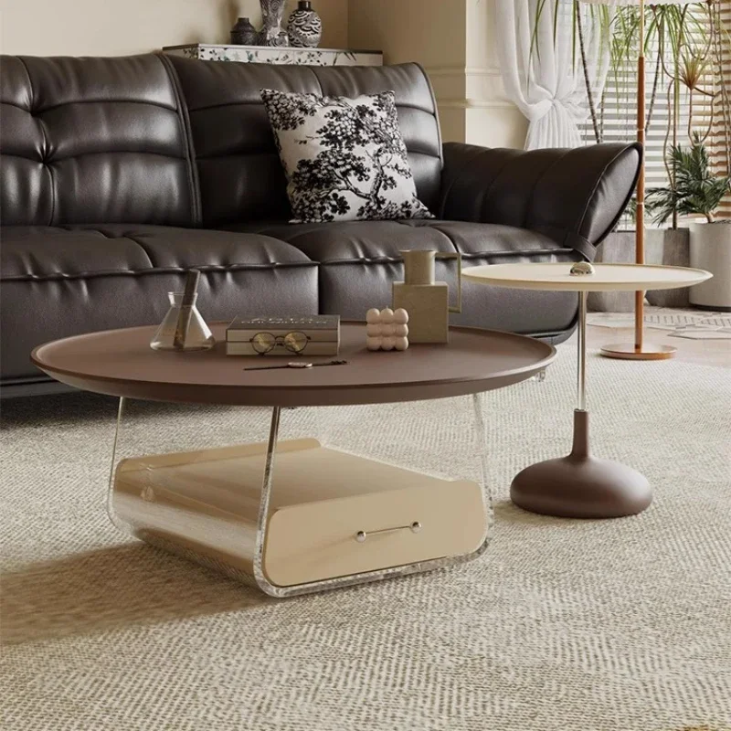 Tables basses modernes et simples pour salon, ensemble de Table ronde en acrylique avec Table d'appoint, Table centrale de luxe, meubles de salon