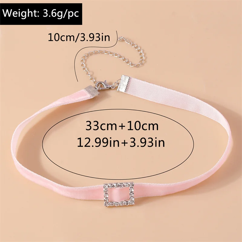 Aihua Sexy Rot Samt Choker Halsketten für Frauen Runde Quadrat Dreieck Kristall Halskette Hochzeit Schmuck Hals Kragen – Detail 10