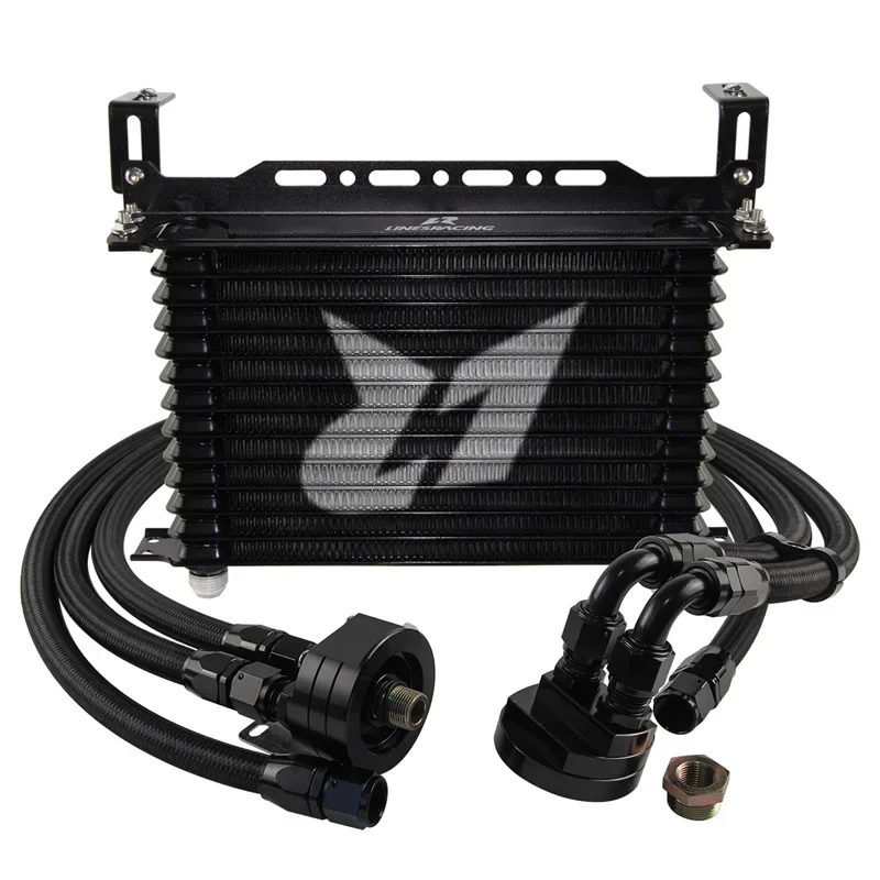 Universal 13 Row AN10 Oil cooler Trust w/Bracket+Filter Relocation Adapter Hose Kit 3/4