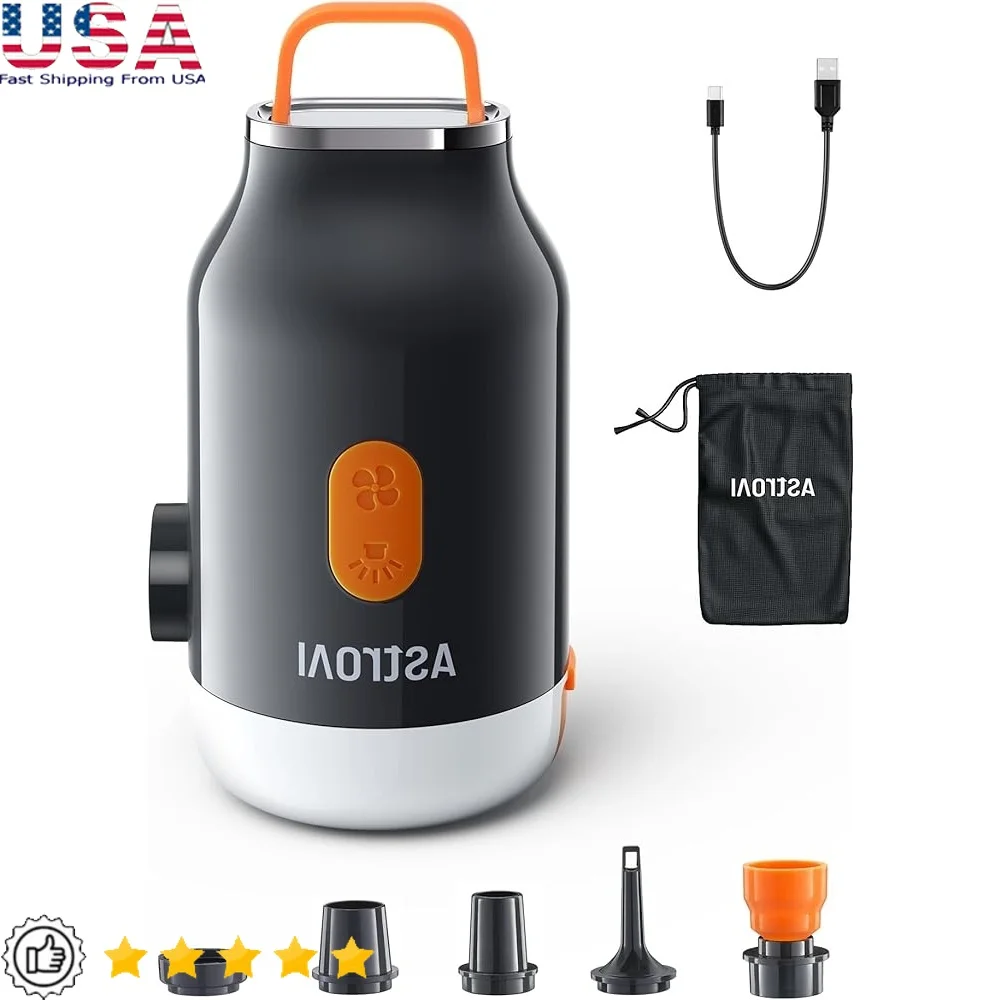 

Mini Air Pump 3000mAh Battery Inflatable Mattress with Camping Lantern Electric Pump 5 Nozzles Portable Outdoor Use