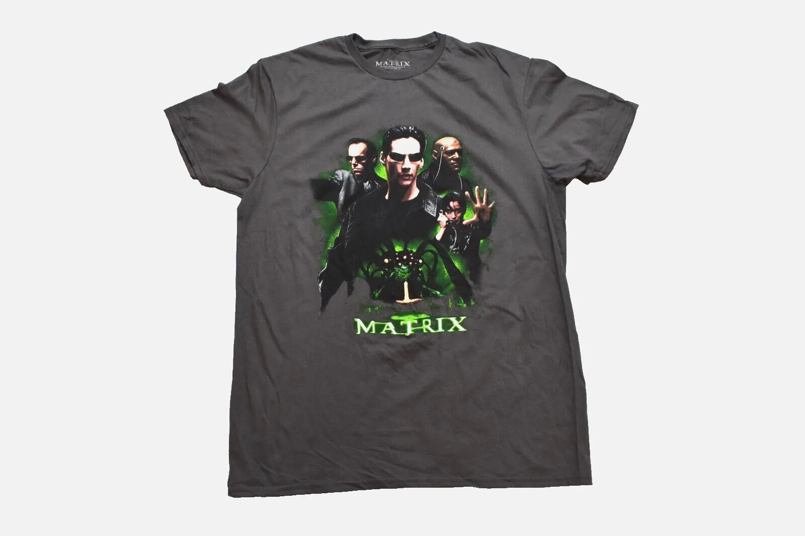 The Matrix Mens Neo And Group Movie Poster Charcoal T Shirt New Xl