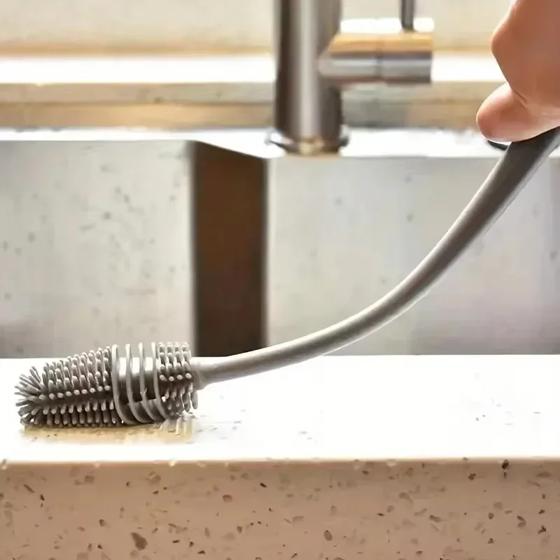 Soft rubber cup washing brush with no dead corners to remove tea stains, water cup cleaning, long handle bottle washing brush