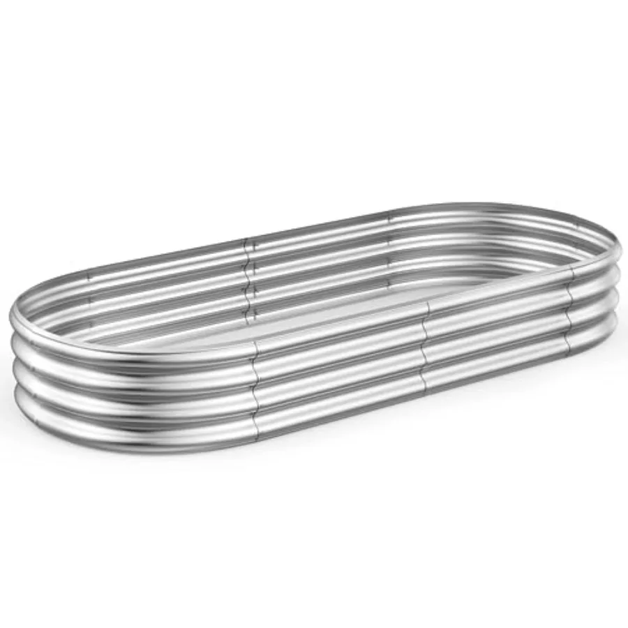 

Outdoor Raised Garden Bed 6.5ft Galvanized Oval Metal Planter Box for Vegetables Flowers Herbs Rot-Resistant Large Planter