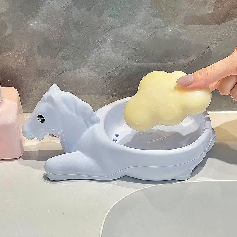 صندوق صابون على شكل حصان، طبق صابون على شكل خنزير كرتوني، حامل تخزين قابل للتصريف، طبق تخزين، ملحقات الحمام المنزلية