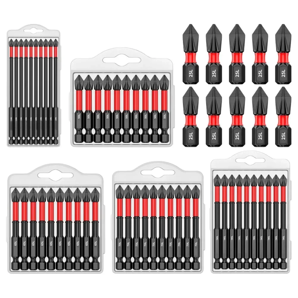 Magnetic Bits High Magnetic Cross High Torque Hardness Screws 25/50/65/70/90mm Waterproof Ph2 Screwdriver Bit Set