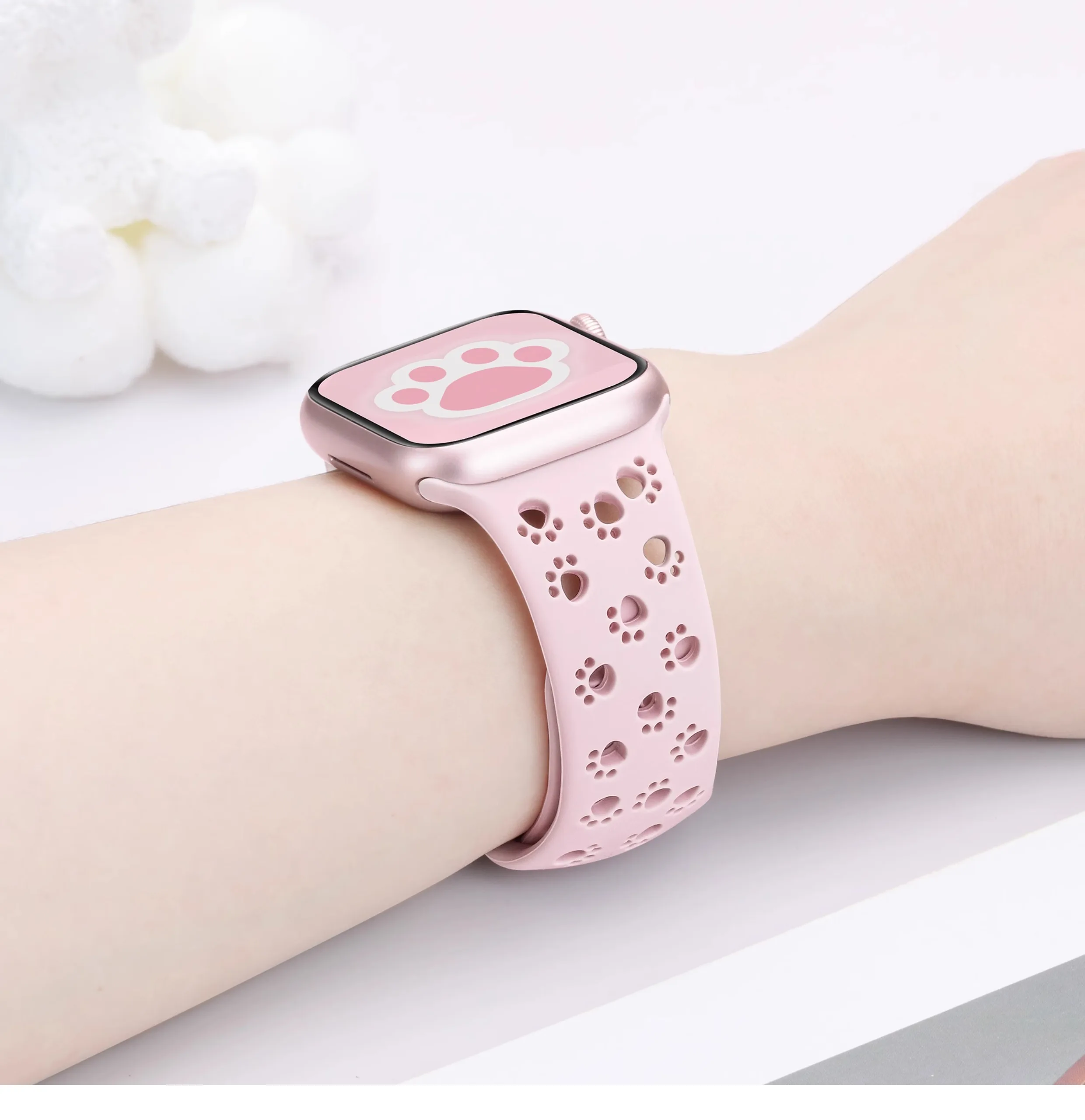 الكلب باو سيليكون حزام ل سوار ساعة يد آبل 45 مللي متر 40 38 42 49 44 41 مللي متر الجوف التدريجي سوار ل iWatch سلسلة 9 الترا 8 7 SE 6 5 4