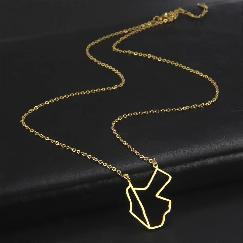 Cazador Hollow Jordan Palestine Map Necklaces Jewelry 2025 Stainless Steel Pendant Necklace for Women Anniversary Birthday Gift - view 4