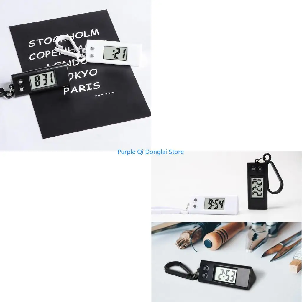 L21E ABS Material Electronic Watch Keychain for Students Practical Mini Digital Clock
