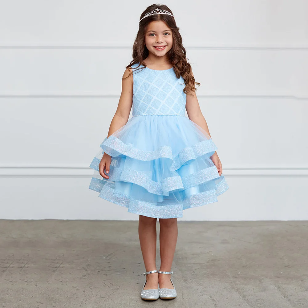 

Kid For Wedding Party Birthday Dress Mini Sleeveless Tulle Children's Round Neck Flower Girl es Vestidos