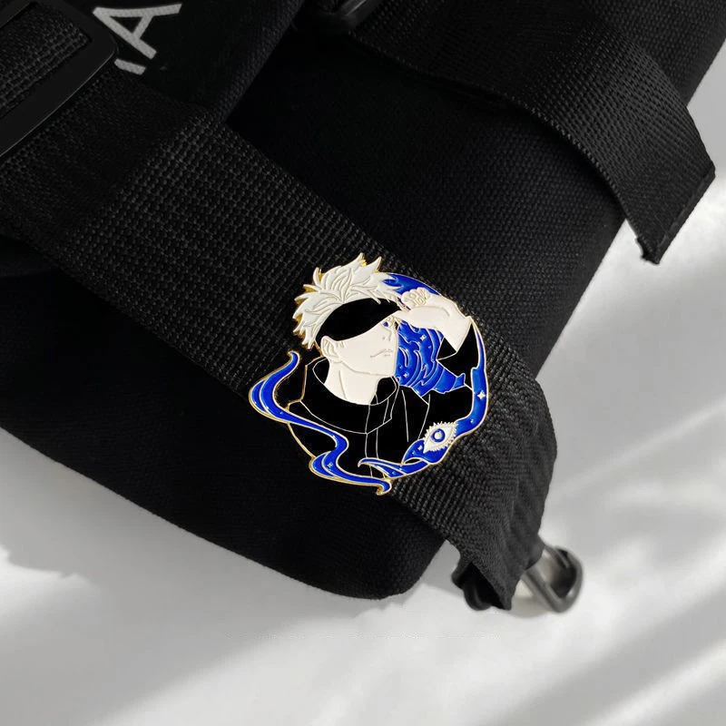 Anime Jujutsu Kaisen Brooch Satoru Gojo Cosplay Badge Cartoon Clothes Accessories Backpack Decorations Gifts