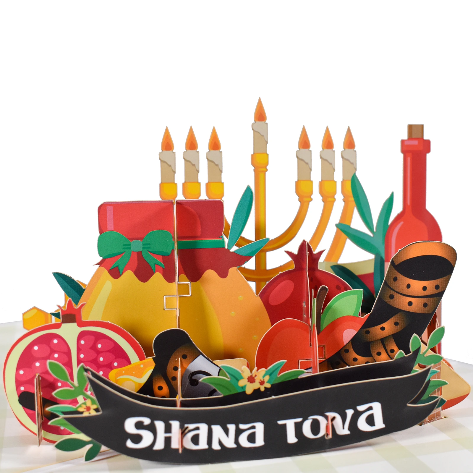 Rosh Hashanah Gift Card Shana Tova 3D Shofar Pop Up Greeting Cards for Wife Husband Mom Dad Kids