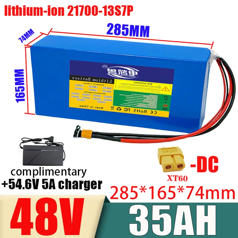 Nieuwe 48V 45Ah 35Ah 25Ah 15Ah Lithium-Ion Batterij Ingebouwde BMS 21700 0-2500W Krachtig Elektrisch Gereedschap Met +54.6V 5A Oplader