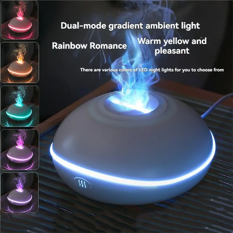 DTEW-Aromatherapy Diffuser 200Ml Flyings Saucer Ultrasonic Cool Mist Humidifier Essential Oil Diffuser 7-Color LED Flame
