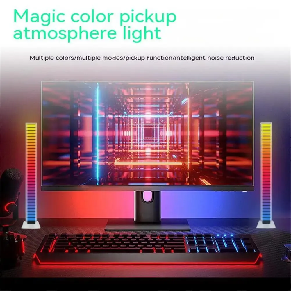 شريط إضاءة LED للجو ، مصباح إيقاع ، ميكروفون مدمج ، 120 درجة ، موسيقى USB ، تحكم في الصوت ، 5 فولت