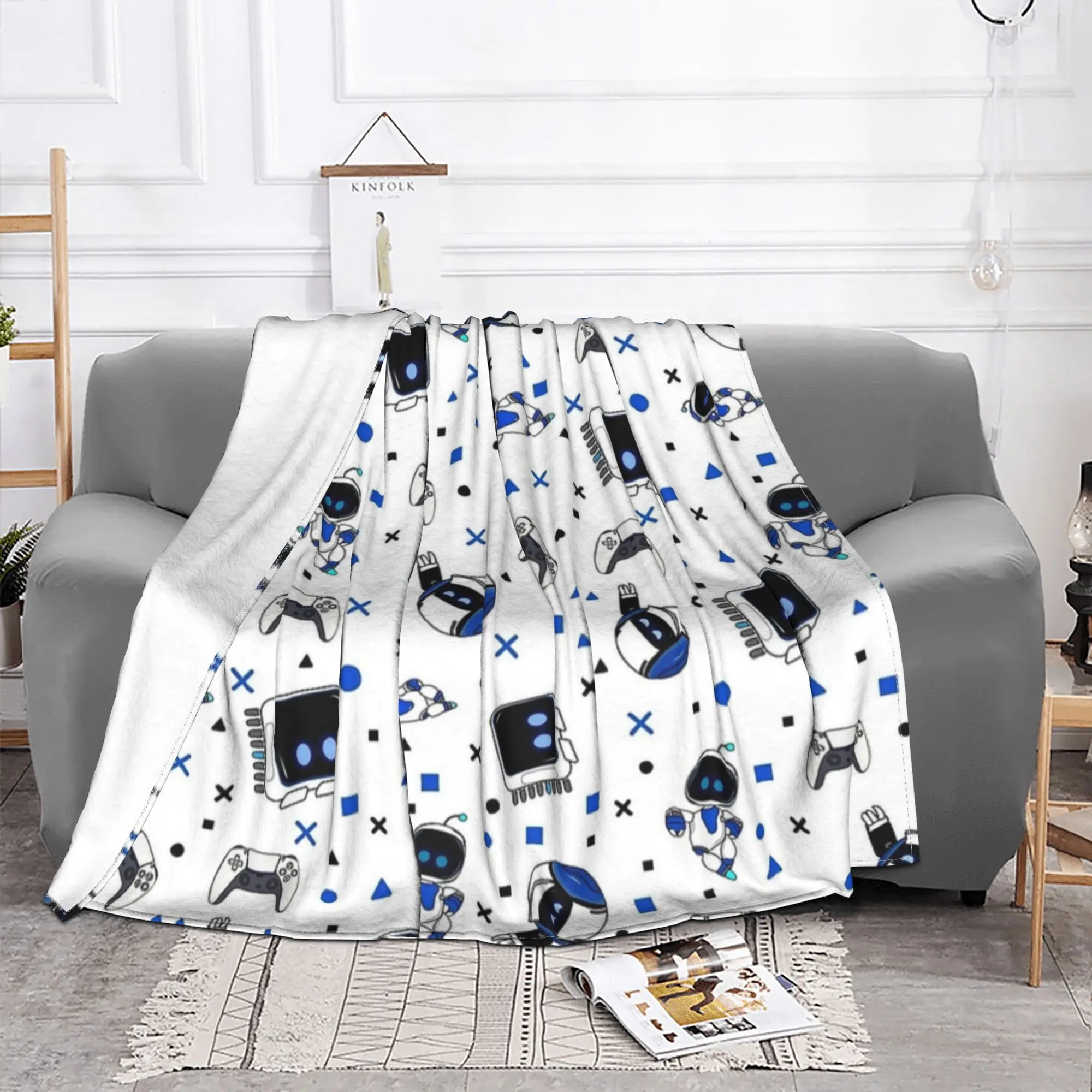 Astrobot and Friends  Blankets Cartoon Game Fuzzy Throw Blankets Bed Sofa Personalised Lightweight Bedspreads