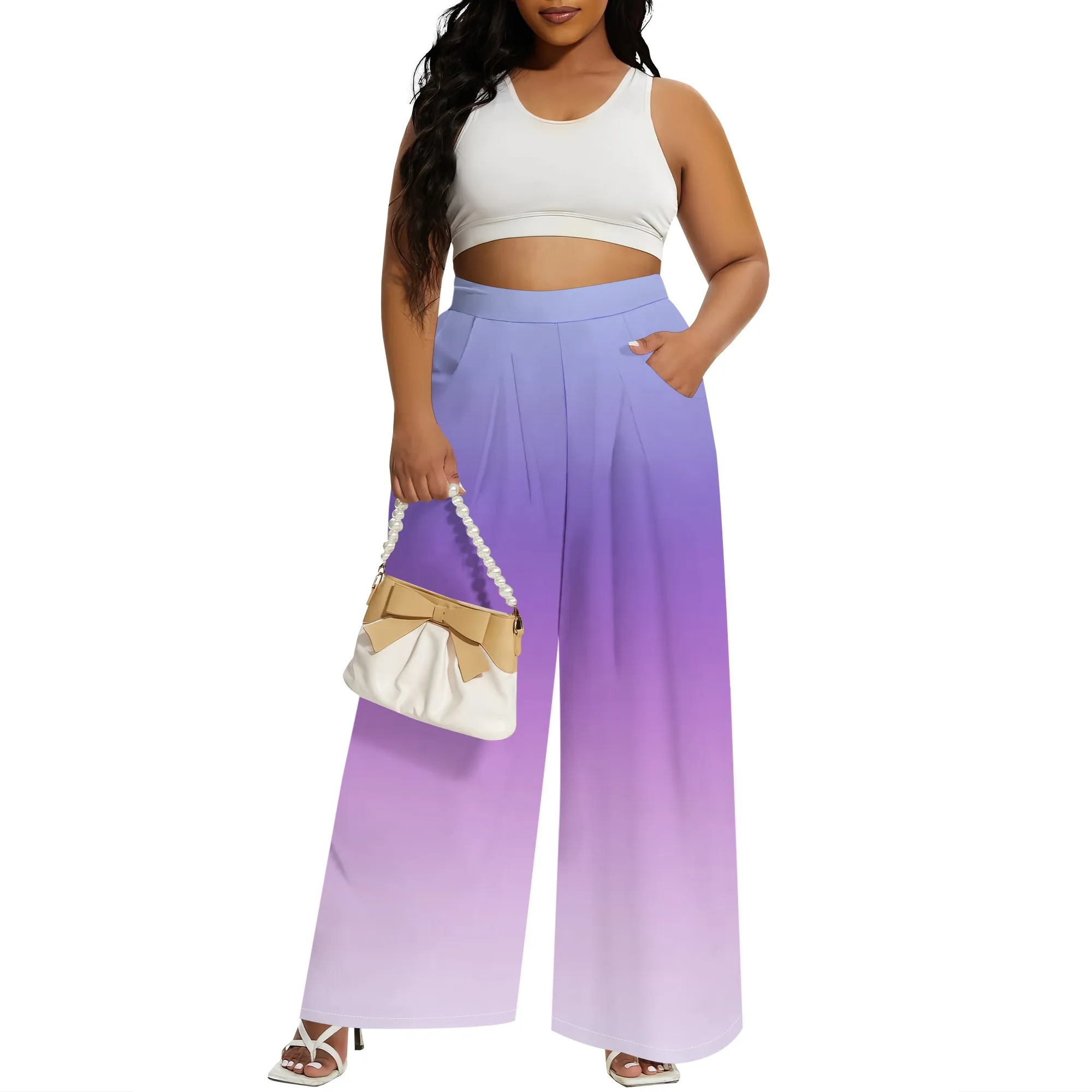 

Women's Wide Leg Long Palazzo Pants High Waist Loose Fit Casual Flowy Pants Trousers with Pockets